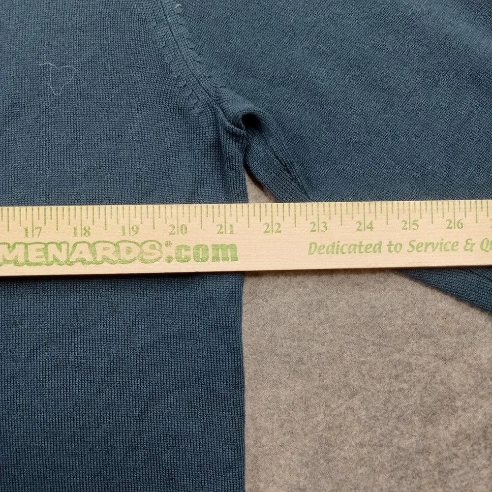 Eddie Bauer Sweater Mens Large Blue Fine‎ Italian Merino Wool V Neck Pullover
